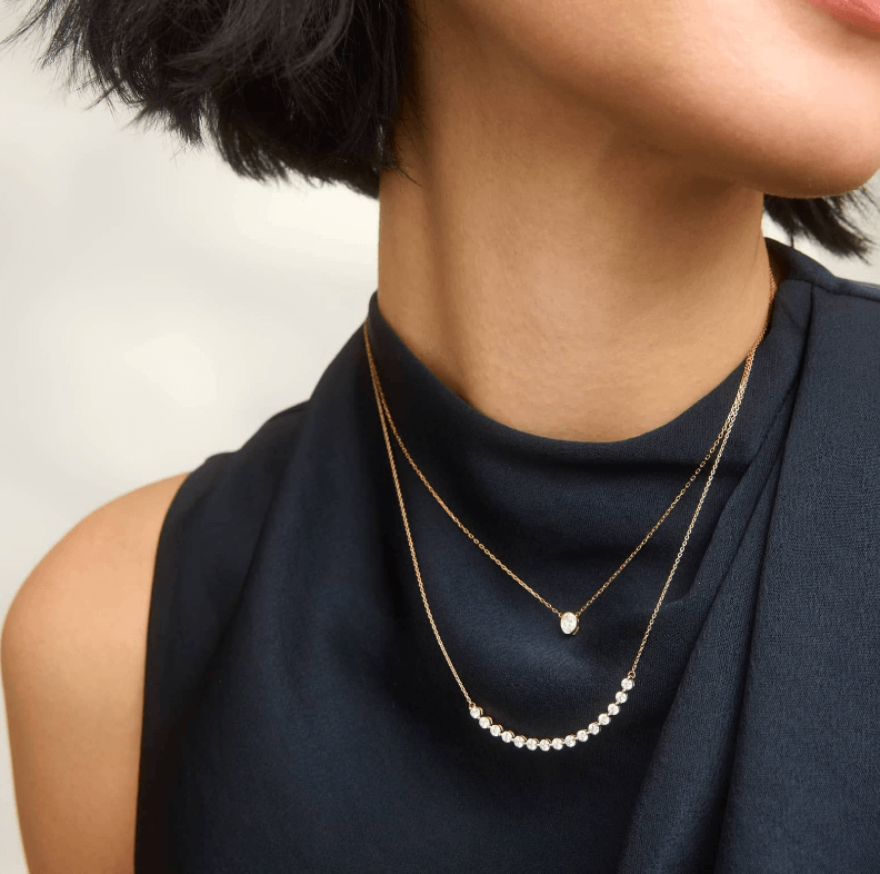 Diamond Smile Necklace with 1 CTW Round Cut Lab-Grown Diamonds in 14K Yellow Goldclean girl summer outfits 